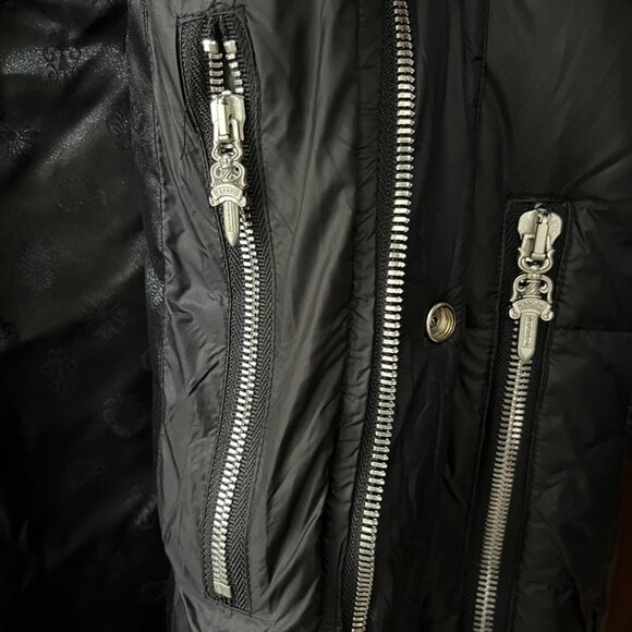 Chrome Hearts Black Zip-Up Hooded Down Jacket - Picture 4 of 10